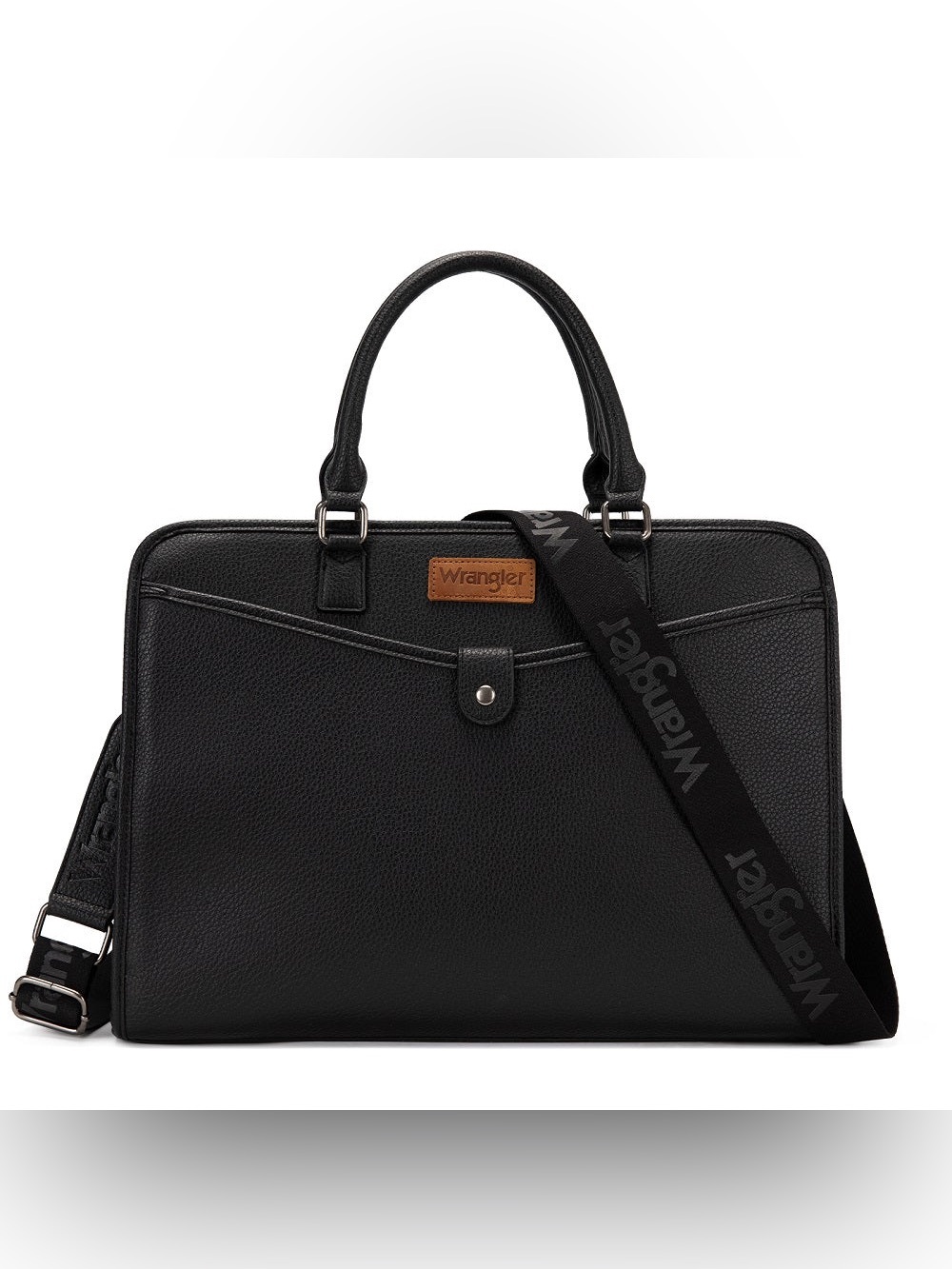 Wrangler Pebbled Faux Leather Laptop Brief Bag Black